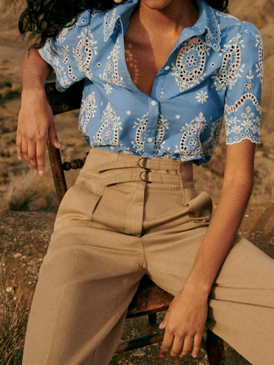 Short Sleeved Embroidered Shirt