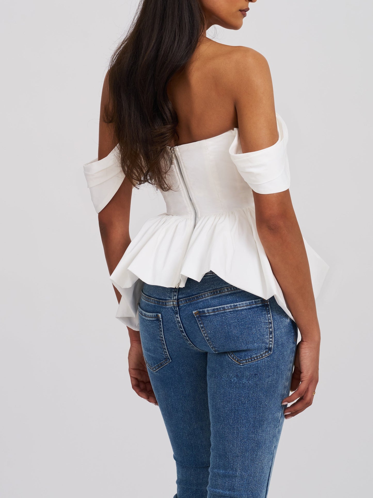 Off-shoulder Bubble Hem Top