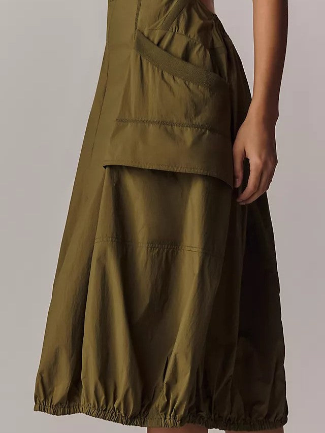Bubble-Hem Midi Dress
