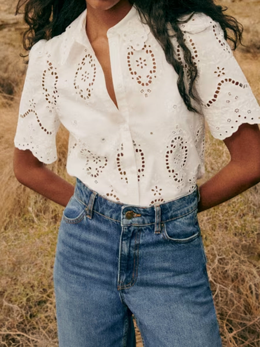 Short Sleeved Embroidered Shirt