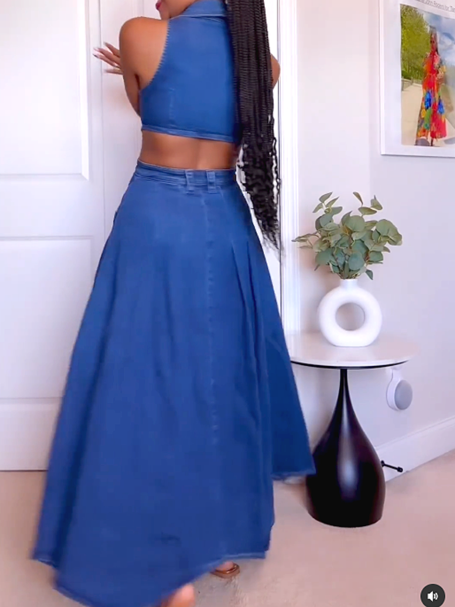 Cutout Denim Vest Dress