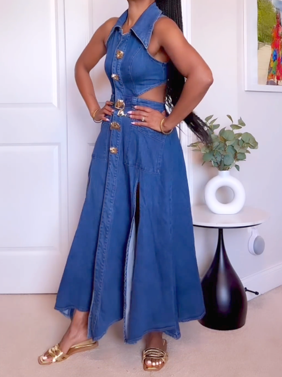 Cutout Denim Vest Dress