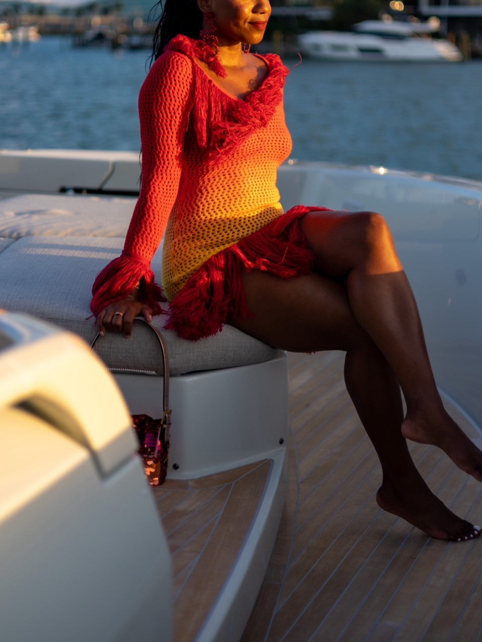 Fringe Knit Mini Dress