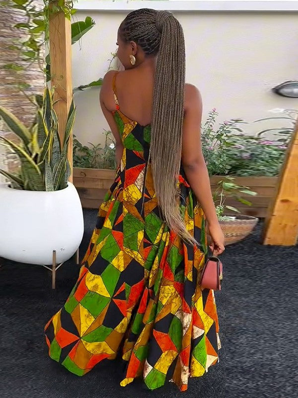Geometric Print Maxi Dress