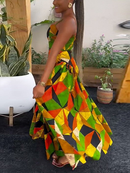 Geometric Print Maxi Dress