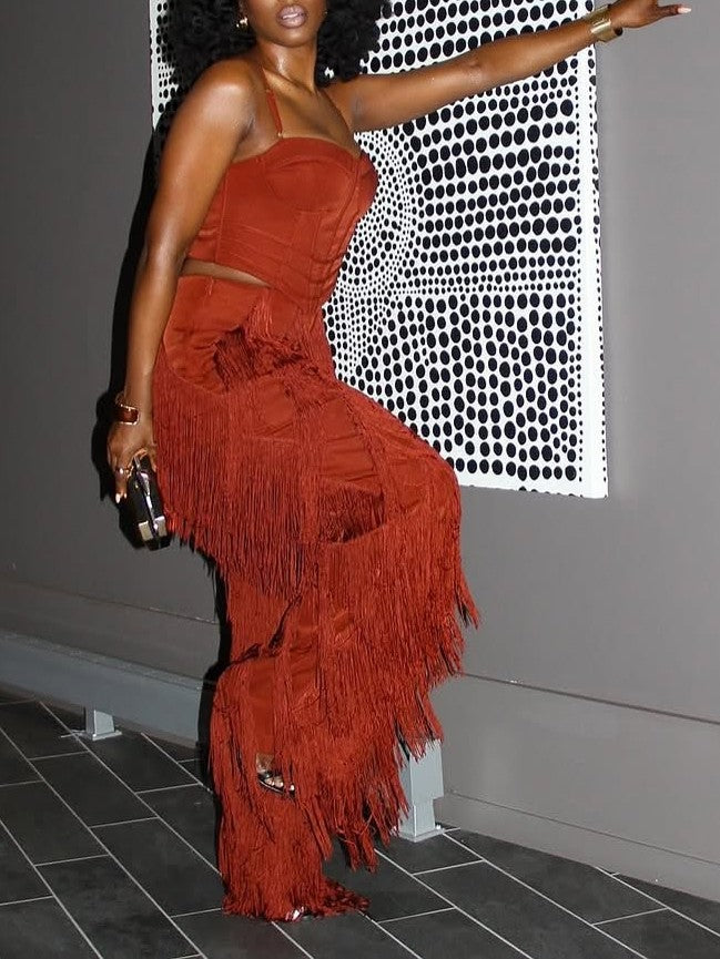 Rust Fringe Two-Piece Set