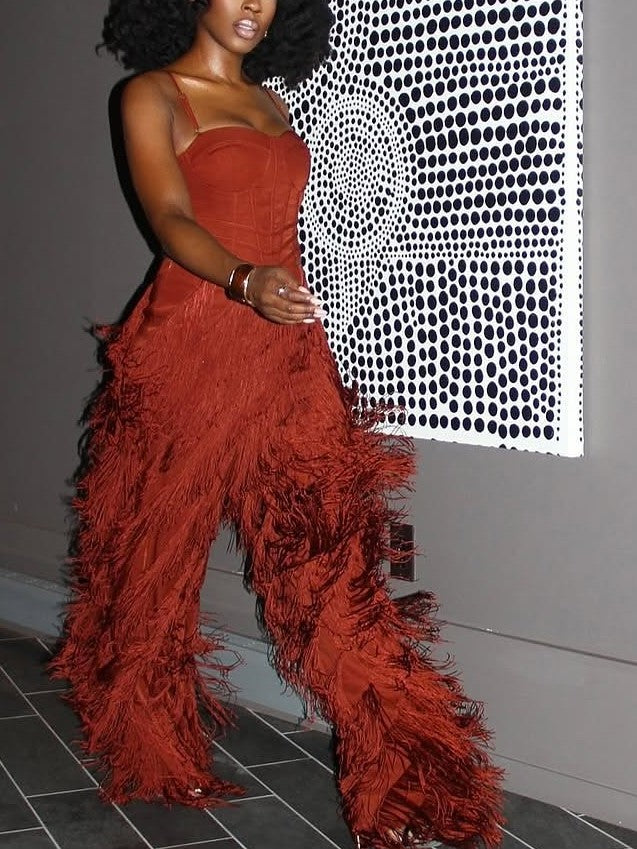 Rust Fringe Two-Piece Set