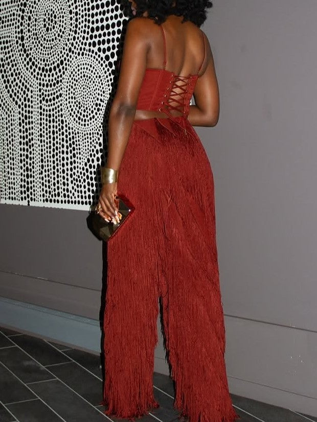 Rust Fringe Two-Piece Set