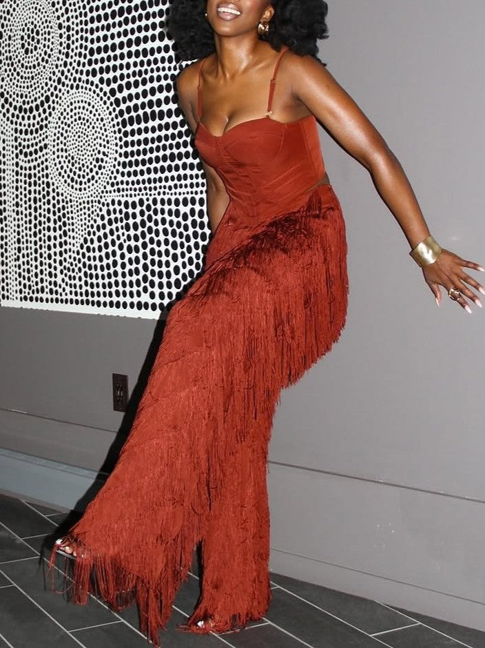 Rust Fringe Two-Piece Set