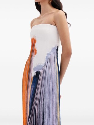 Print Fringed Maxi Dress