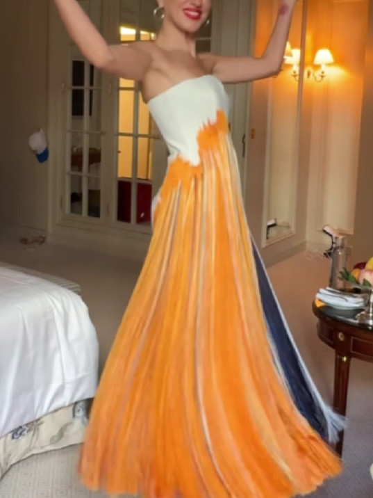Print Fringed Maxi Dress