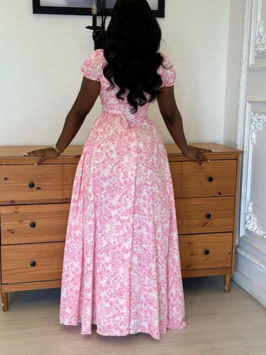 Tie-Front Floral Print Maxi Dress