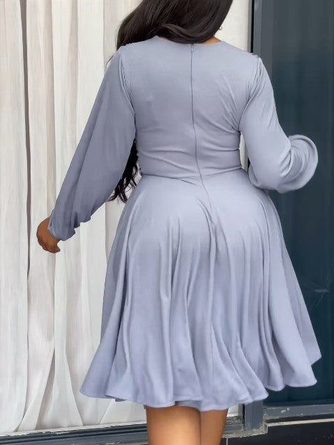 V-Neck Cinched Waist Dress