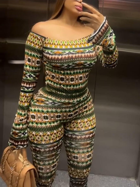 Stylish Off-Shoulder Printed Jumpsuit