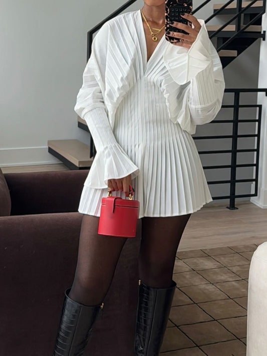 Pleated Shirts Mini Dress