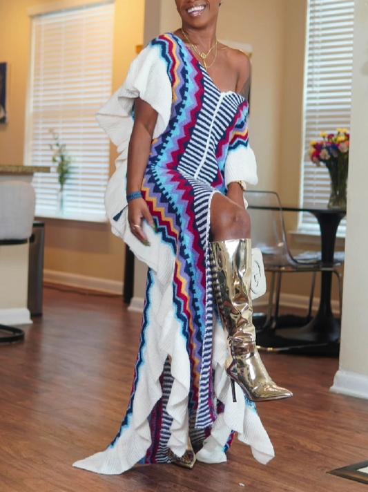 Multicolor Knit Maxi Dress