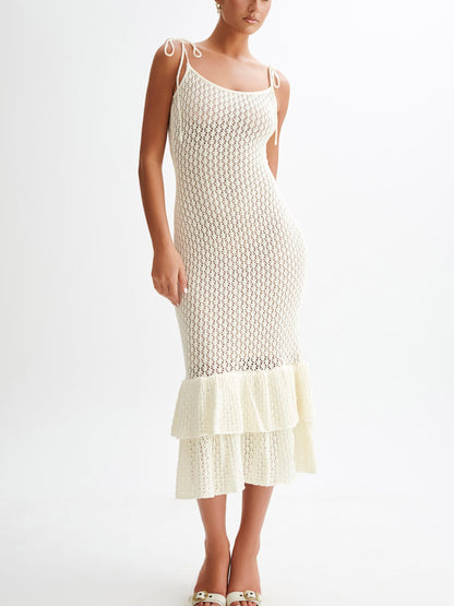 Layered Hem Knit Midi Dress