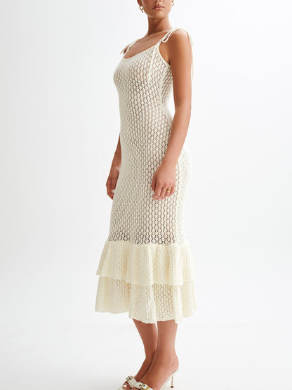 Layered Hem Knit Midi Dress