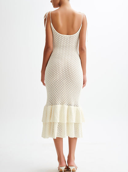 Layered Hem Knit Midi Dress