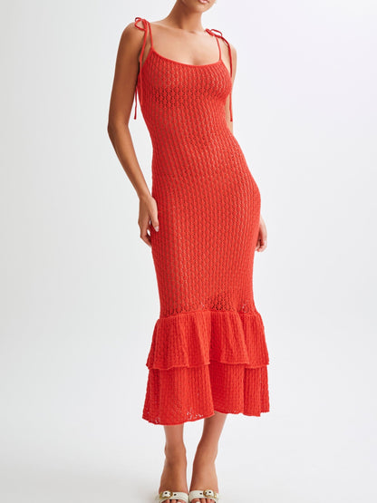 Layered Hem Knit Midi Dress
