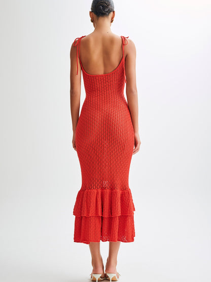 Layered Hem Knit Midi Dress