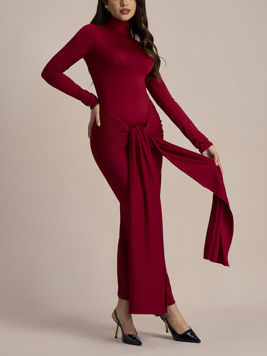 Flare Sleeve Lace Up Maxi Dress