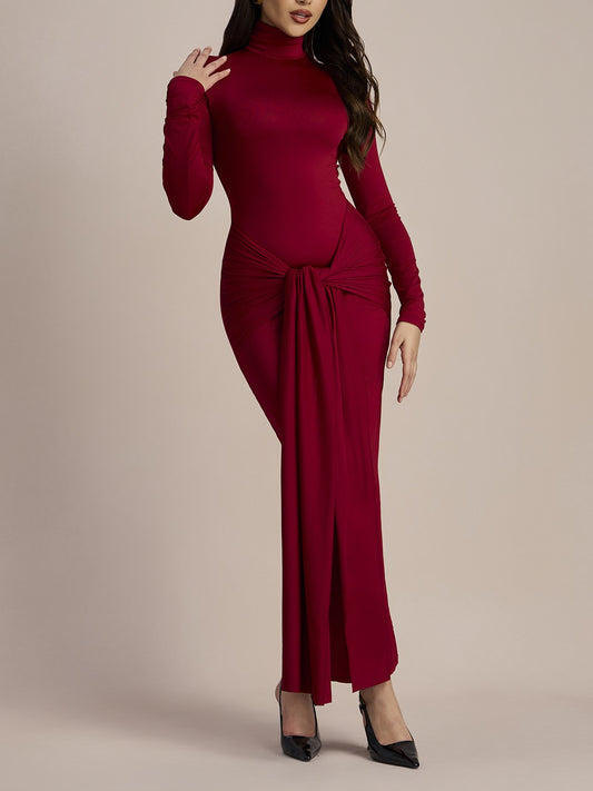 Flare Sleeve Lace Up Maxi Dress