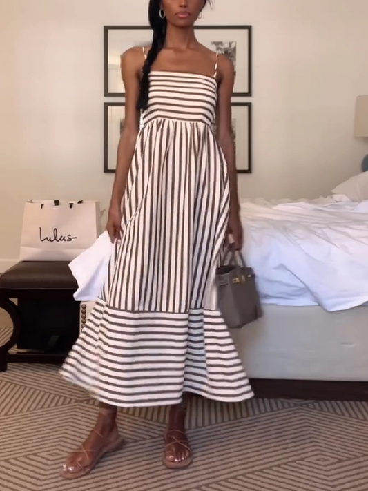 Striped Cutout Midi Dress