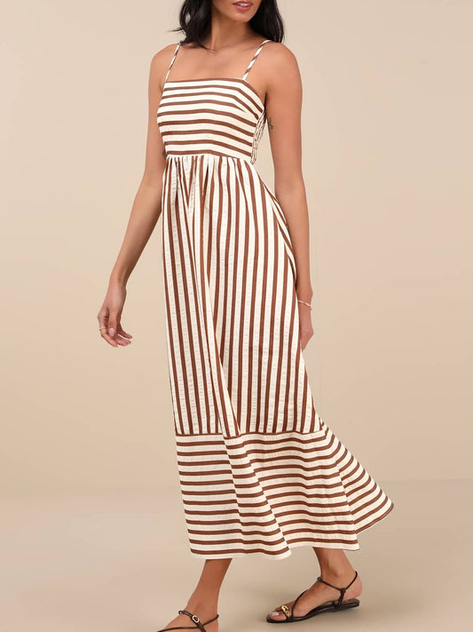 Striped Cutout Midi Dress