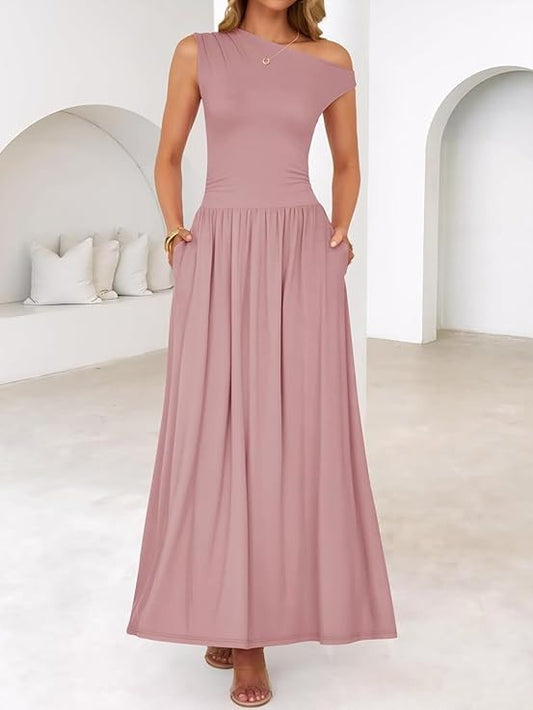 Asymmetrical One-Shoulder Maxi Dress
