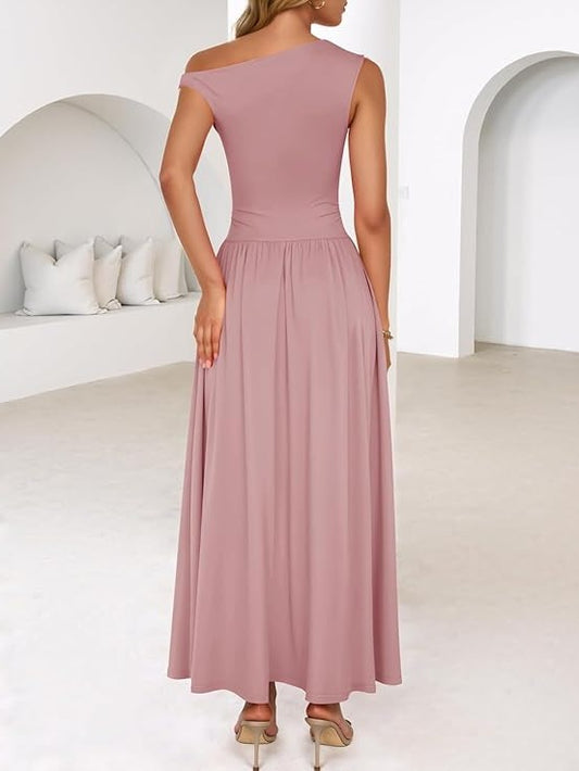 Asymmetrical One-Shoulder Maxi Dress