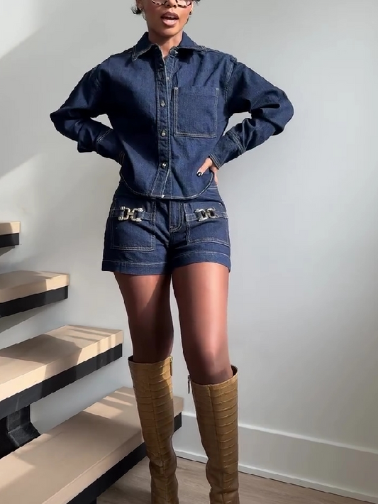 Denim Utility Two-Piece Set
