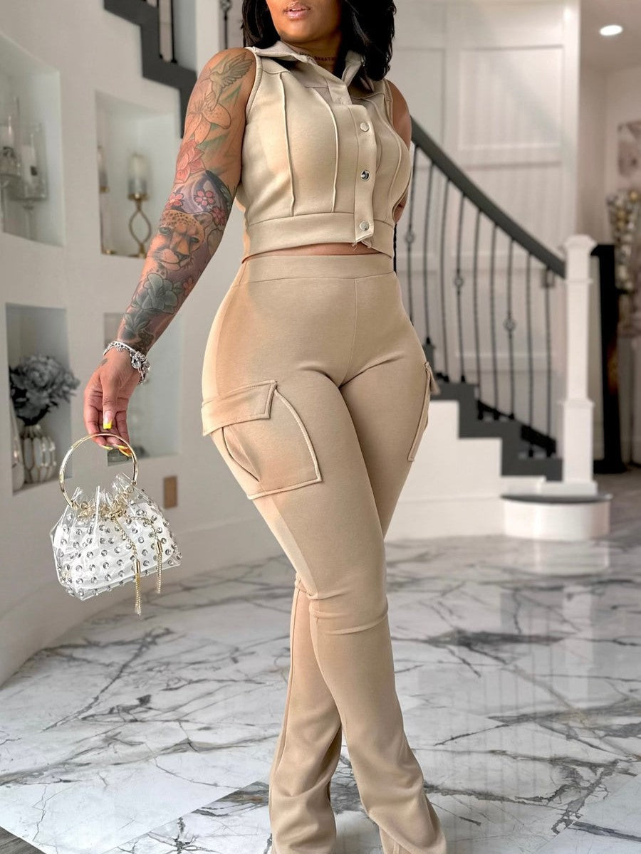 Sleeveless Cargo Two-Piece Set