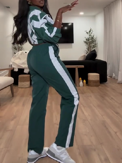 Vintage Striped Tracksuit Set