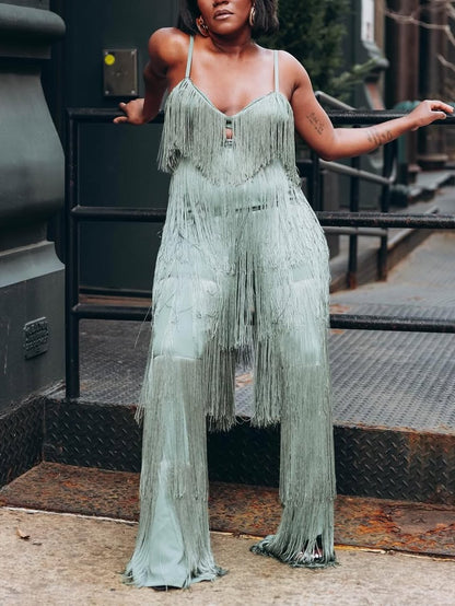Green Fringe Two-Piece Set