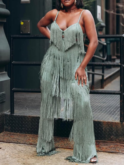 Green Fringe Two-Piece Set