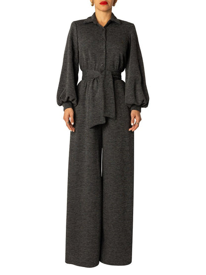 Elegant Gray Wide-Leg Jumpsuit