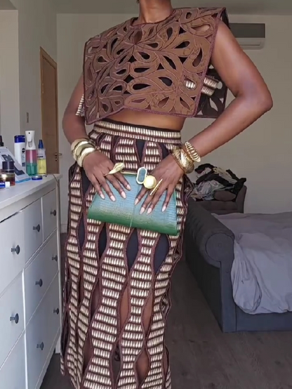 Artistic Cutout Skirt Set