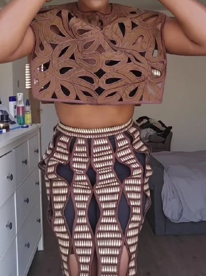 Artistic Cutout Skirt Set