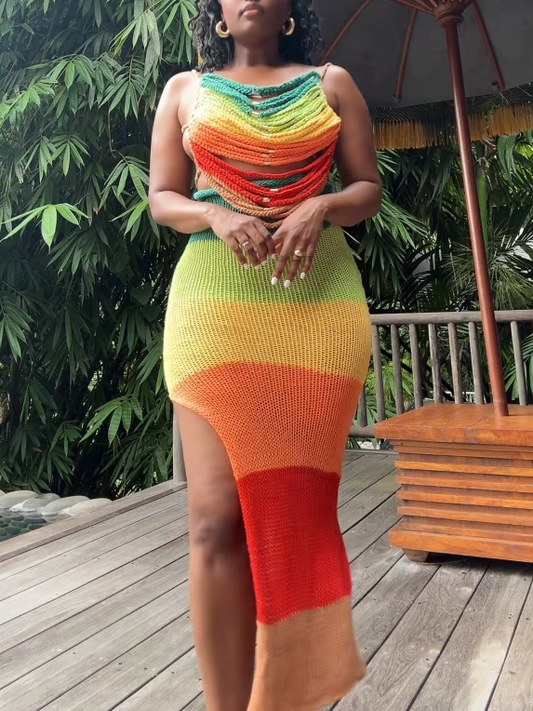 Rainbow Knit Two-Piece Set
