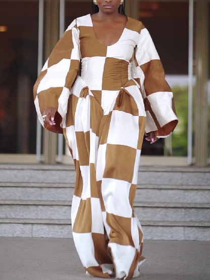 Checkered Wide-Leg Jumpsuit