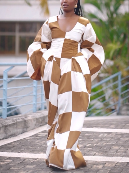 Checkered Wide-Leg Jumpsuit
