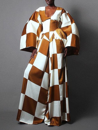 Checkered Wide-Leg Jumpsuit