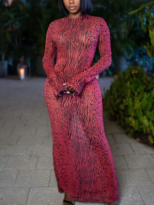 Sassy Backless Leopard Print Maxi Dress
