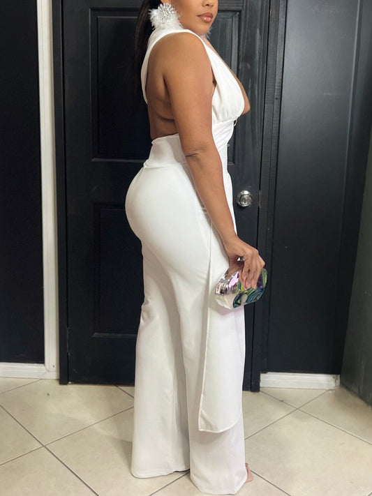 White Drape Jumpsuit