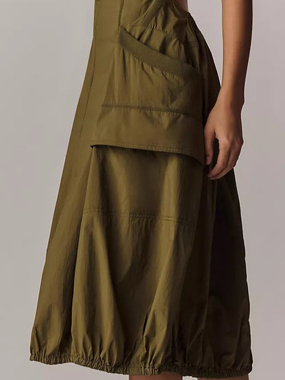 Bubble-Hem Midi Dress