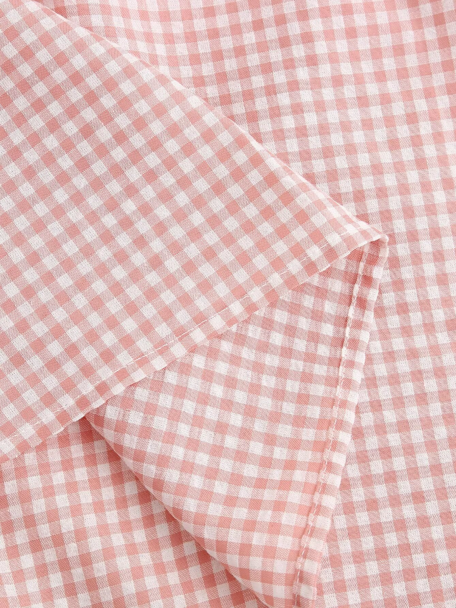 Halter Neck Bow Plaid Print Blouse
