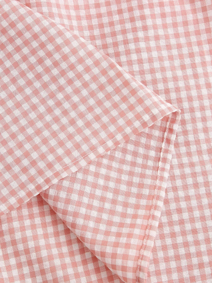 Halter Neck Bow Plaid Print Blouse