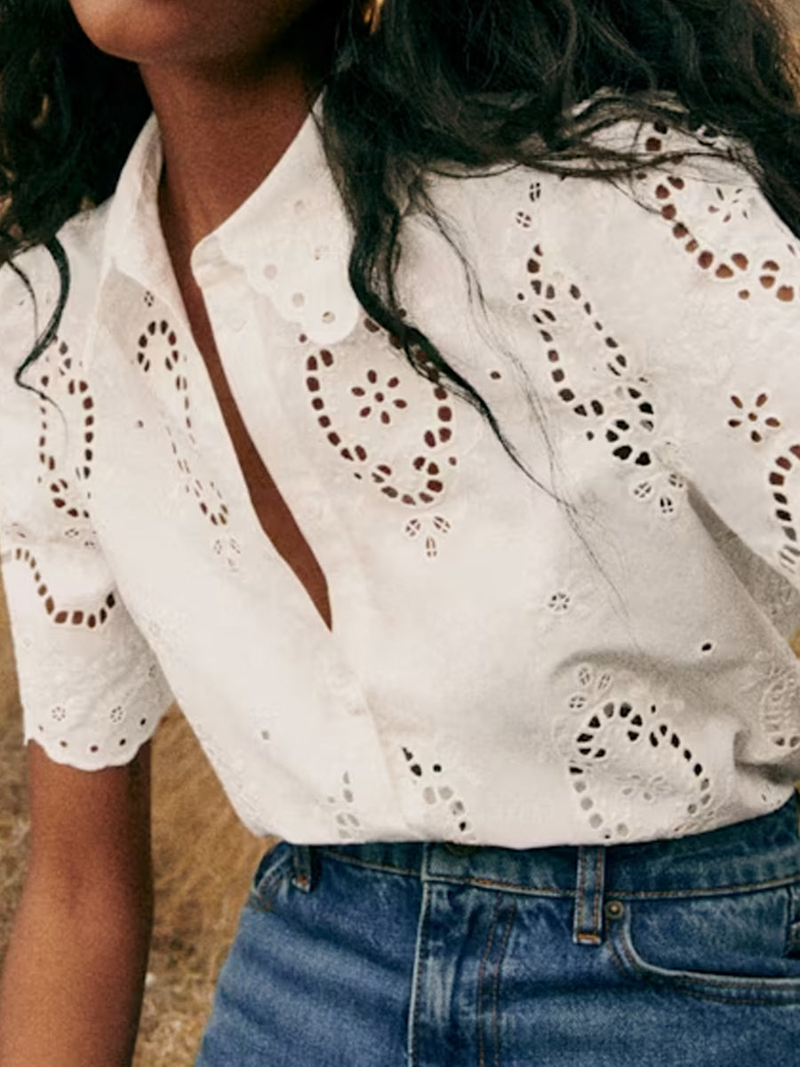 Short Sleeved Embroidered Shirt