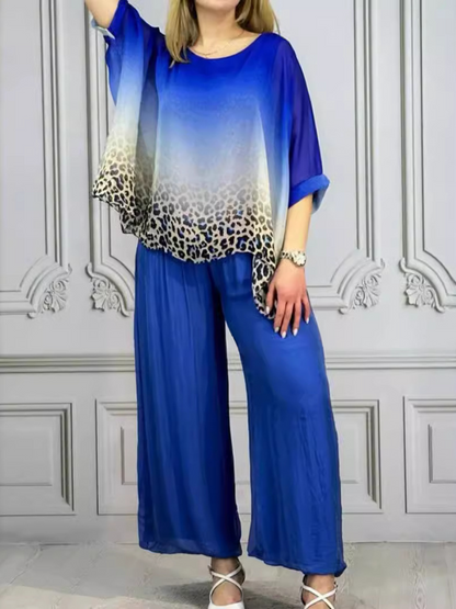 Fashion Leopard Gradient Print Two-piece Set